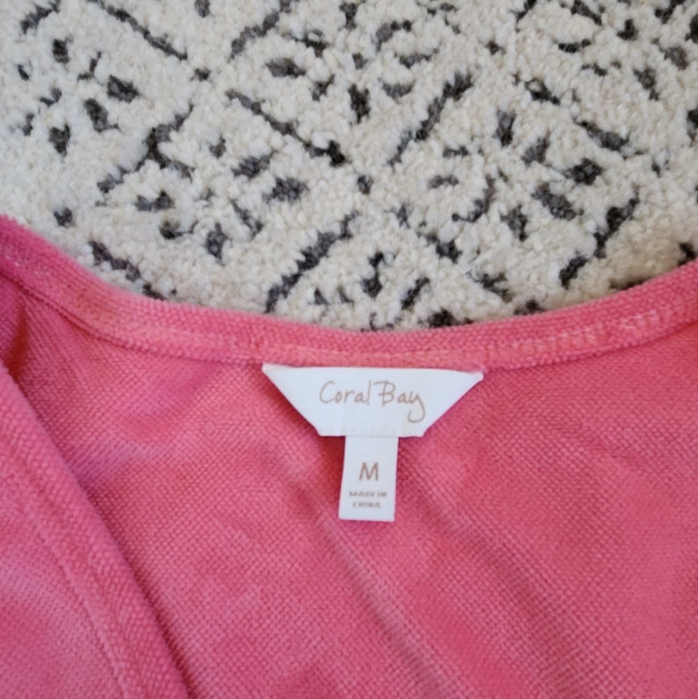 Coral Bay Intimates Short Sleeve Zip Front Terry Robe/Beach Cover Pockets Pink M - Picture 8 of 14